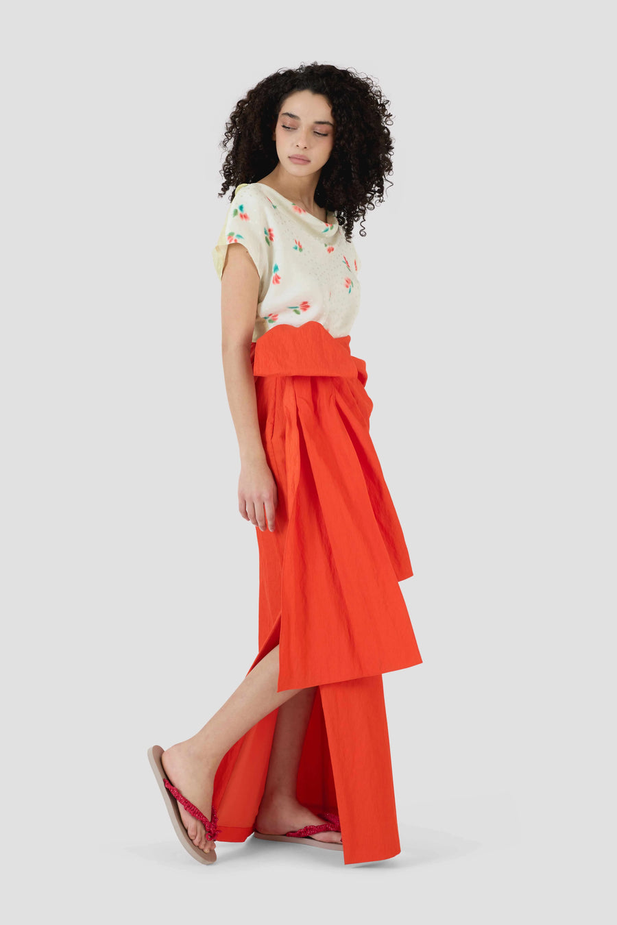 Draped V Tee - Tulip Jacquard