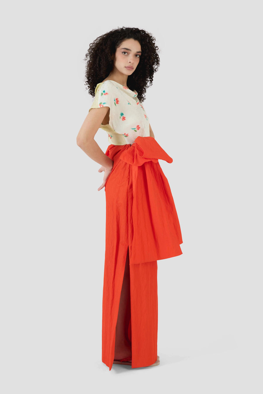 Draped V Tee - Tulip Jacquard