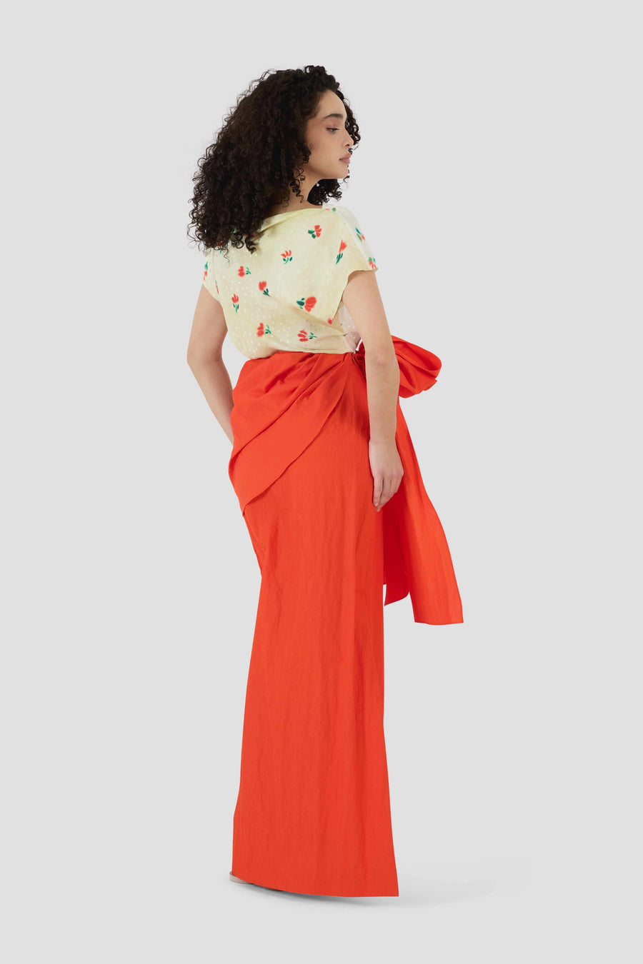 Draped V Tee - Tulip Jacquard