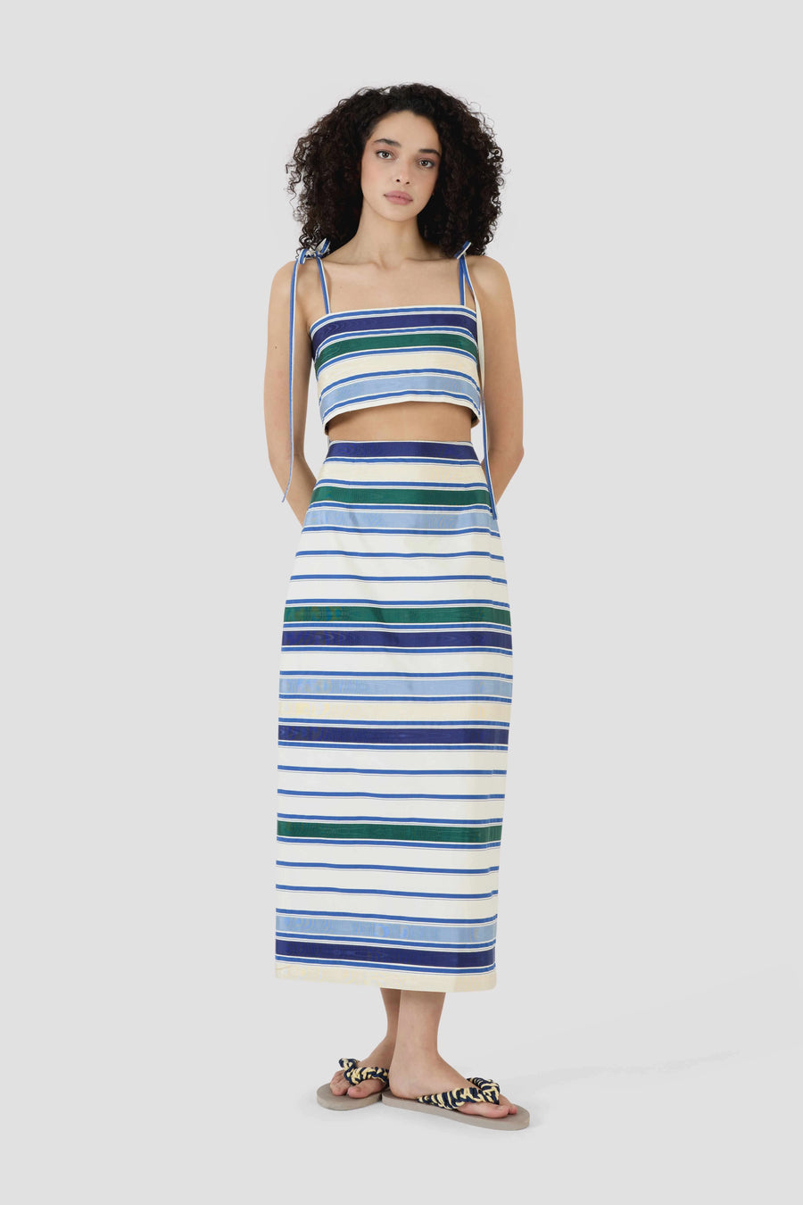 Ribbon Classic Pencil Skirt - Coastal Stripe Cotton