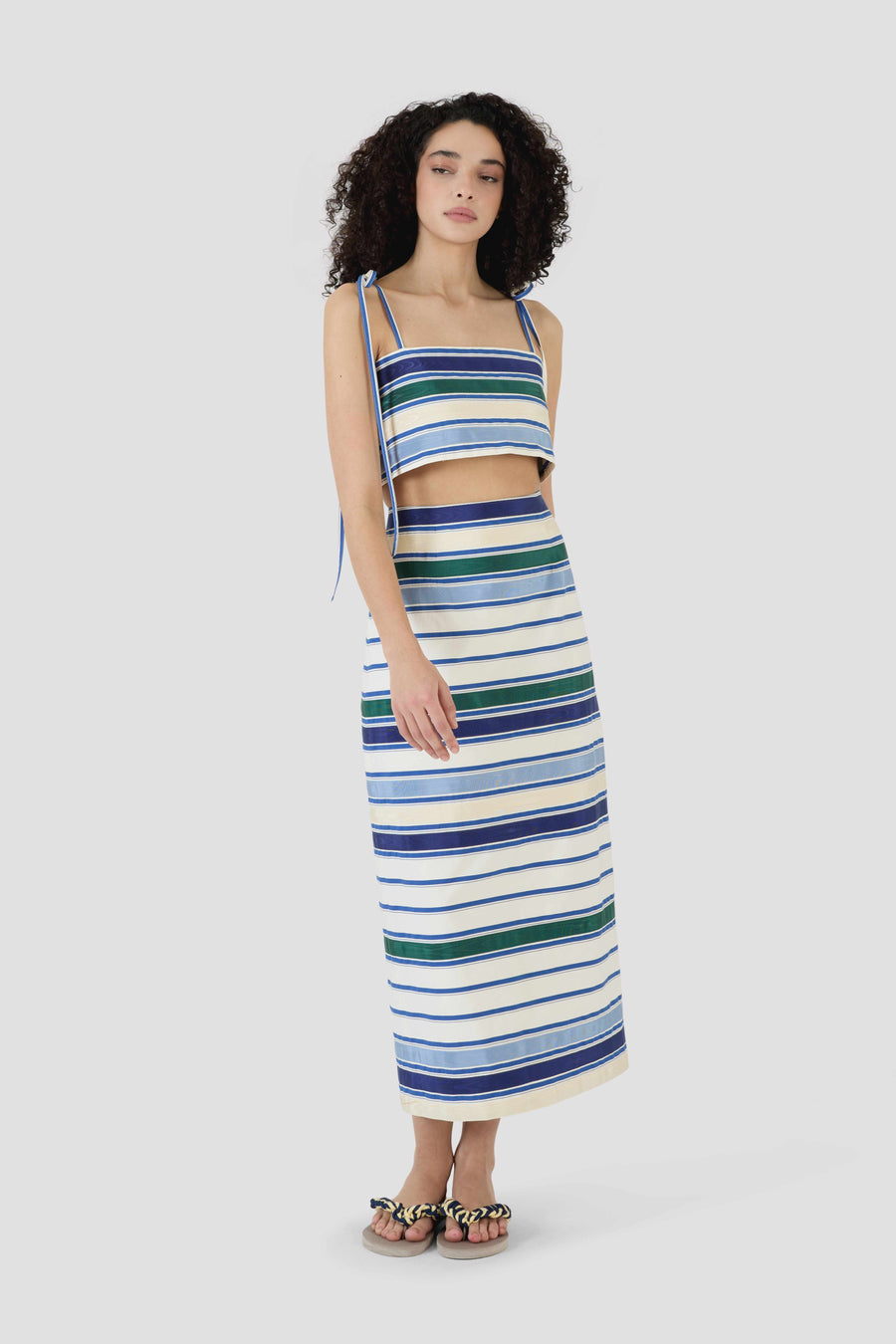 Ribbon Classic Pencil Skirt - Coastal Stripe Cotton