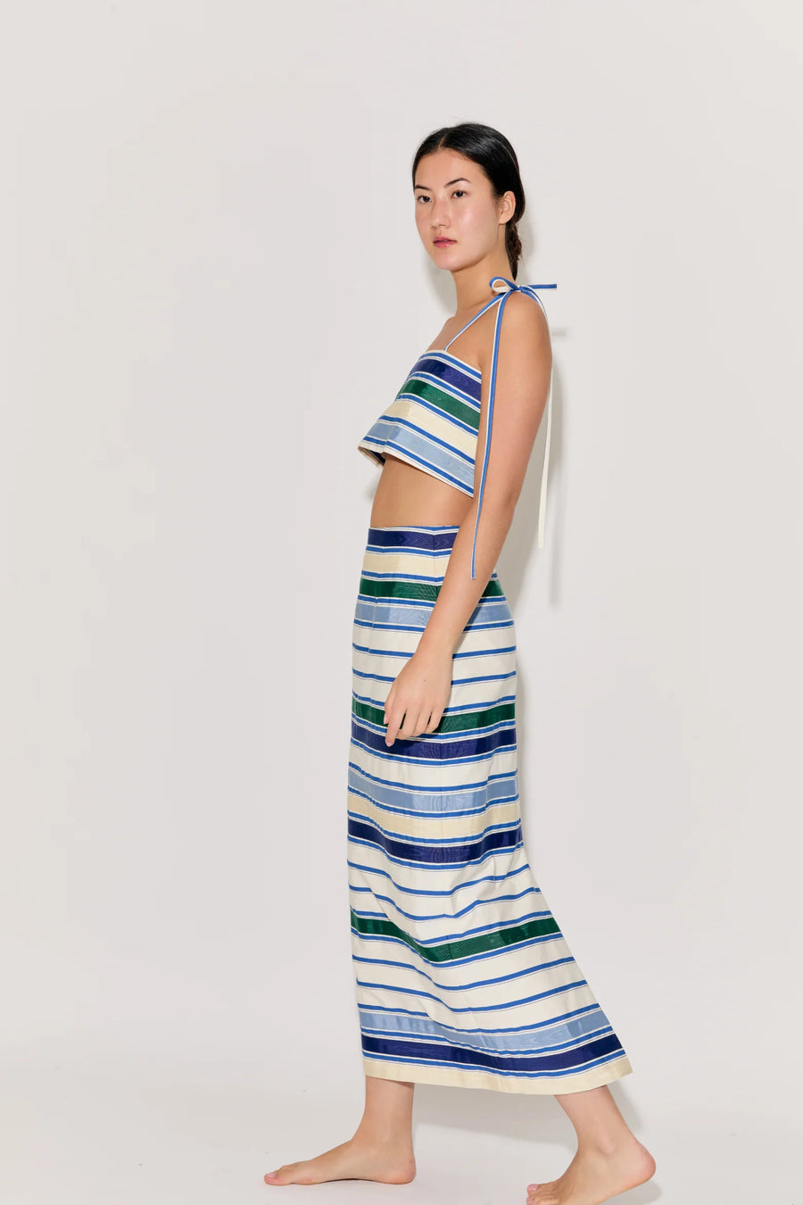 Ribbon Classic Pencil Skirt - Coastal Stripe Cotton