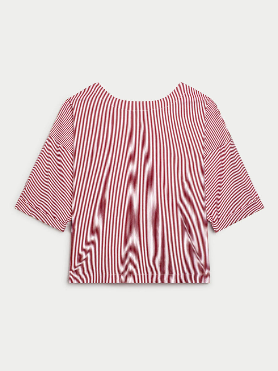 The Saria Top in Cotton Poplin - Poppy Stripe