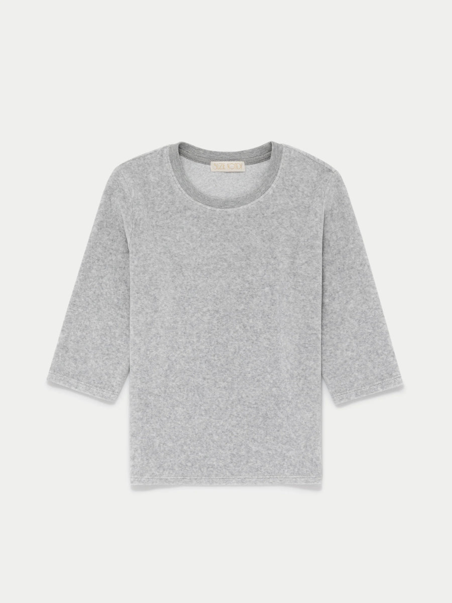 The Corfu Elbow Sleeve Crew - Velour - Heather Grey