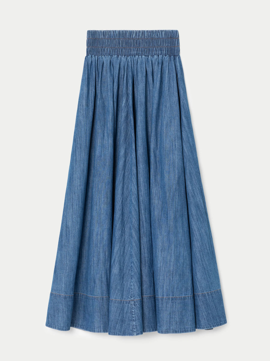 The Kyria Circle Skirt - Denim - Aegean