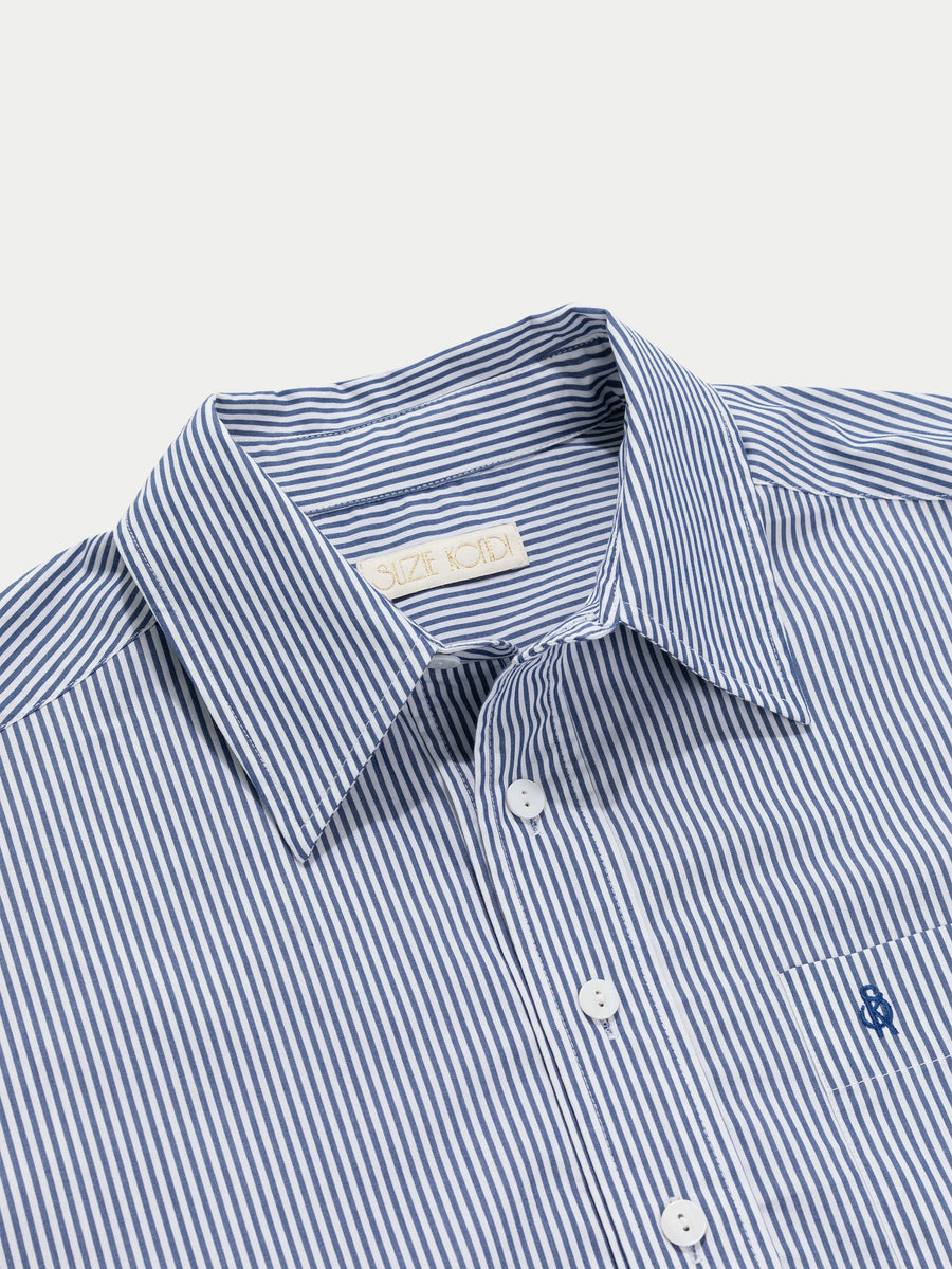 Leuka Cropped Shirt - Navy Stripe