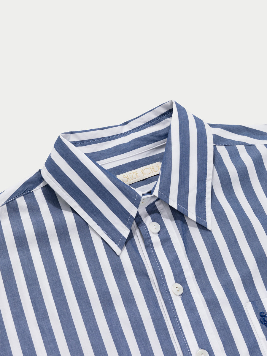 The Kappa Button-Up Shirt - Wide Navy Stripe