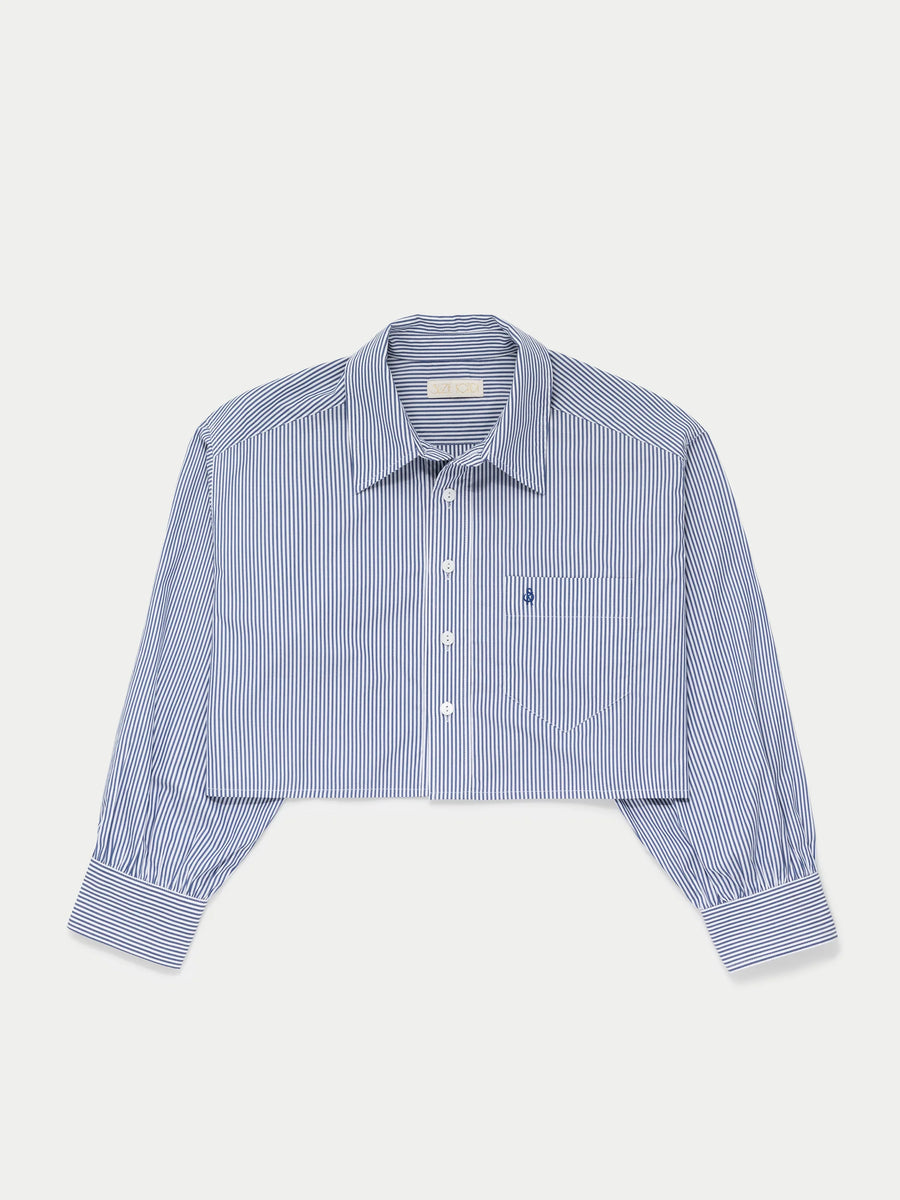 Leuka Cropped Shirt - Navy Stripe