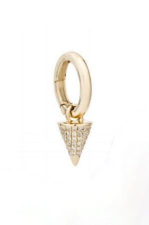 Large Pave Spike Hinged Charm  - 14K Yellow Gold