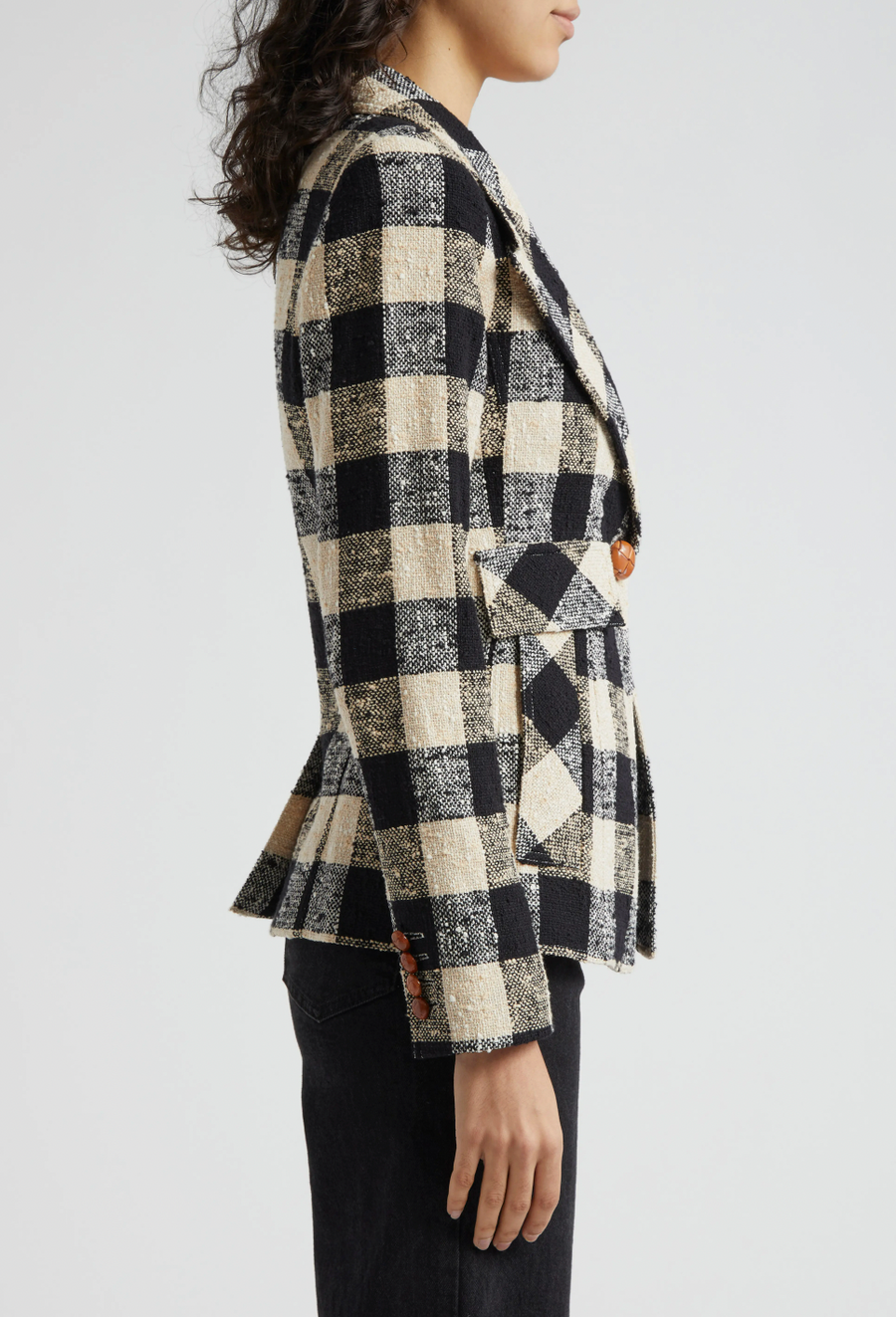 Cut-Away Blazer - Black Check