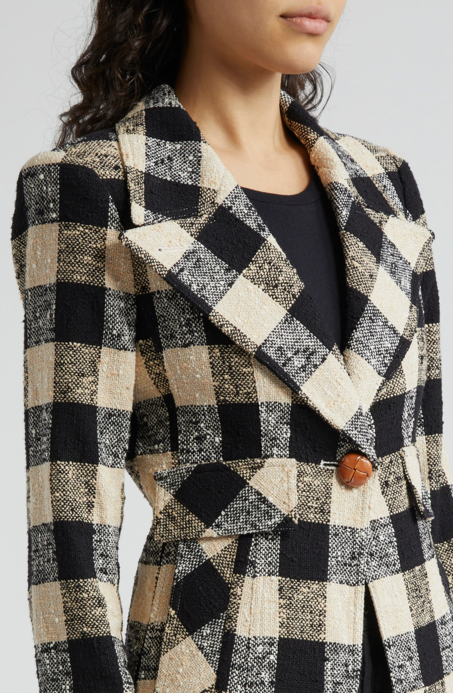 Cut-Away Blazer - Black Check