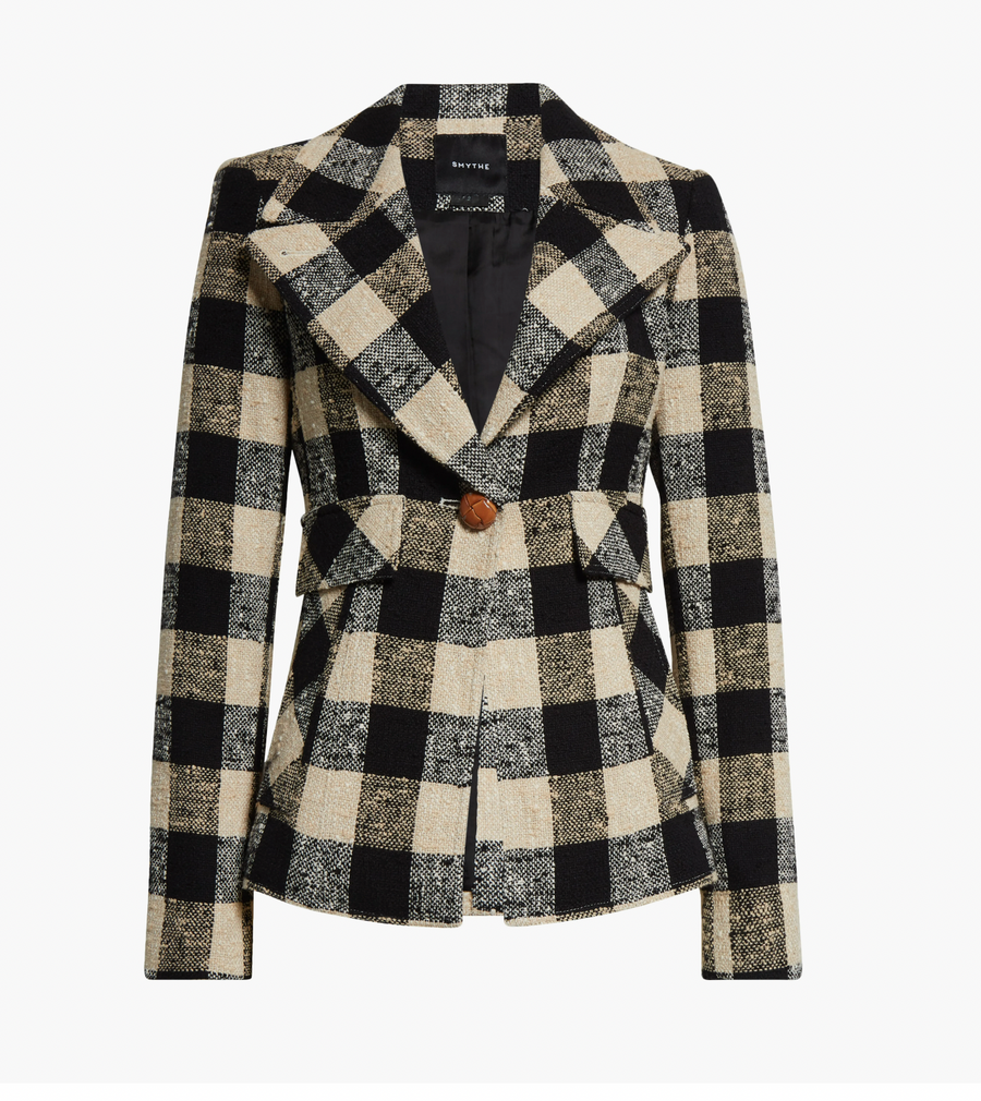 Cut-Away Blazer - Black Check