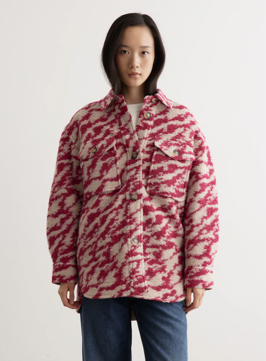 Harveli Coat - Raspberry/Beige