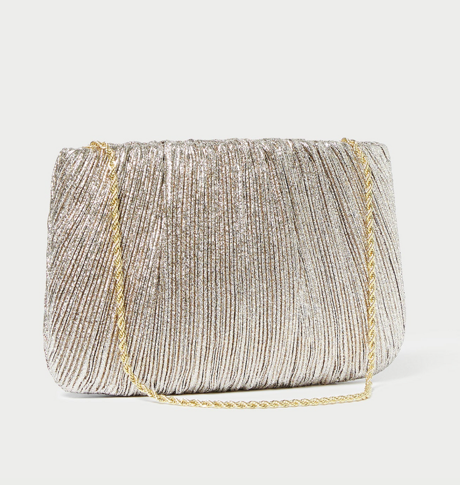 Brit Champagne Flat Pleated Clutch