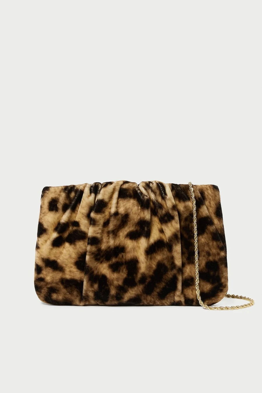 Serena Leopard Gathered Velvet Clutch