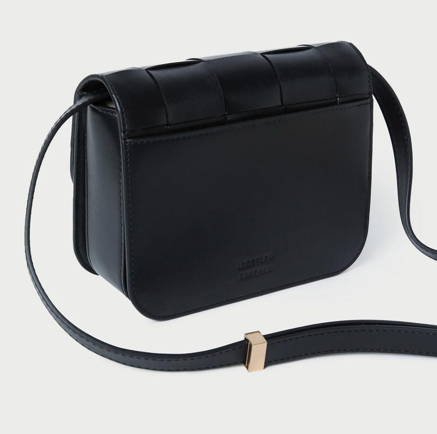 Desi Black Woven Leather Crossbody