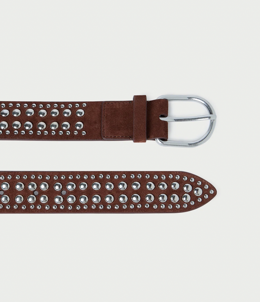 Isaac Espresso/Silver Studded Belt