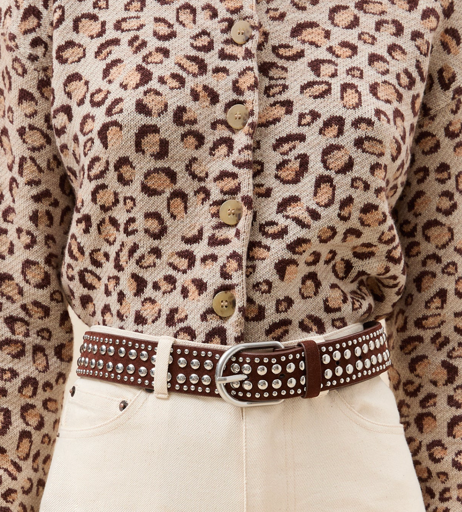 Isaac Espresso/Silver Studded Belt