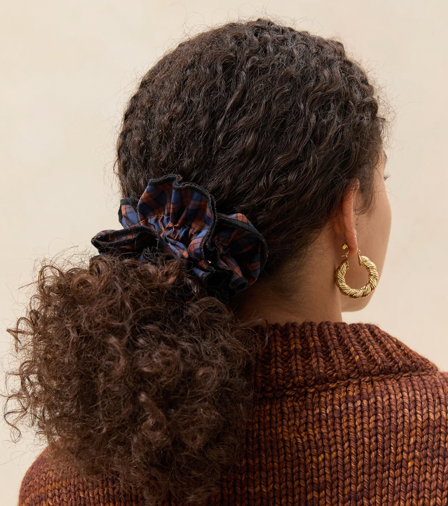 Felice Navy/Rust Plaid Scrunchie