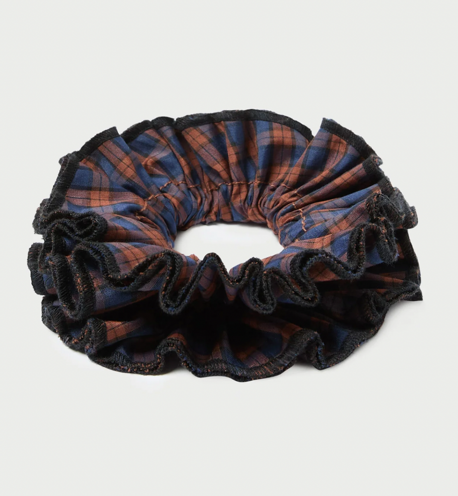 Felice Navy/Rust Plaid Scrunchie