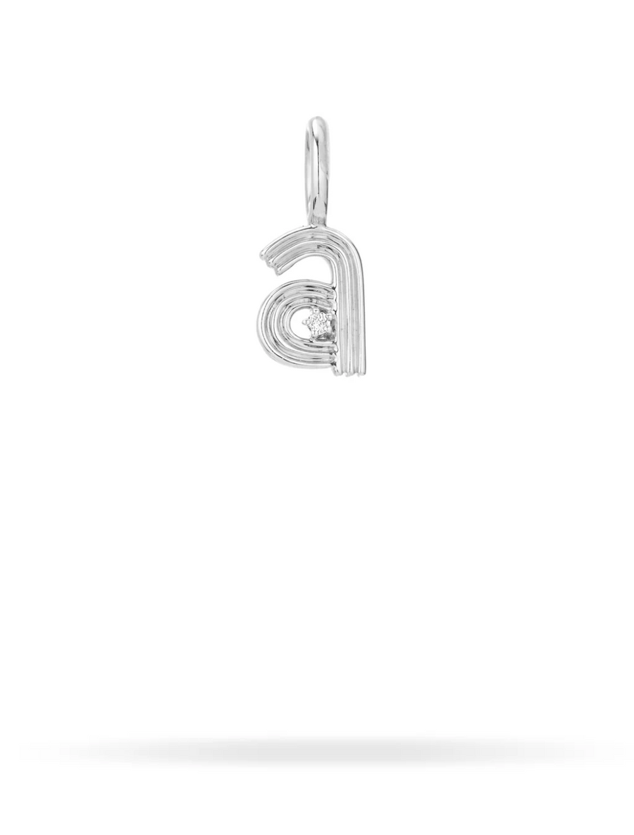 Groovy Diamond Initial Mini Bead Charm - 14K Gold