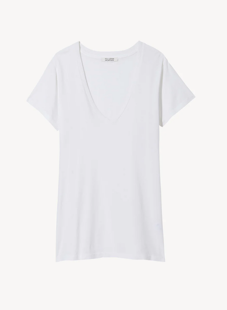 Carol V-Neck Tee Shirt - White