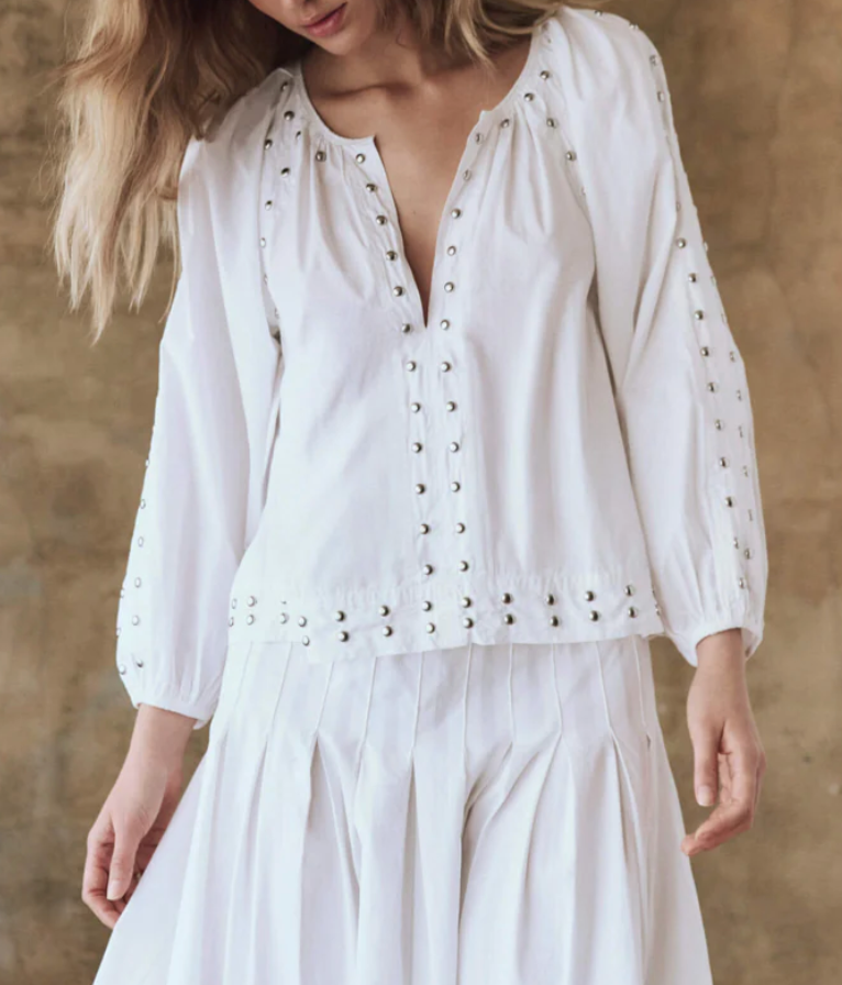 The Bodega Top with Studs - White