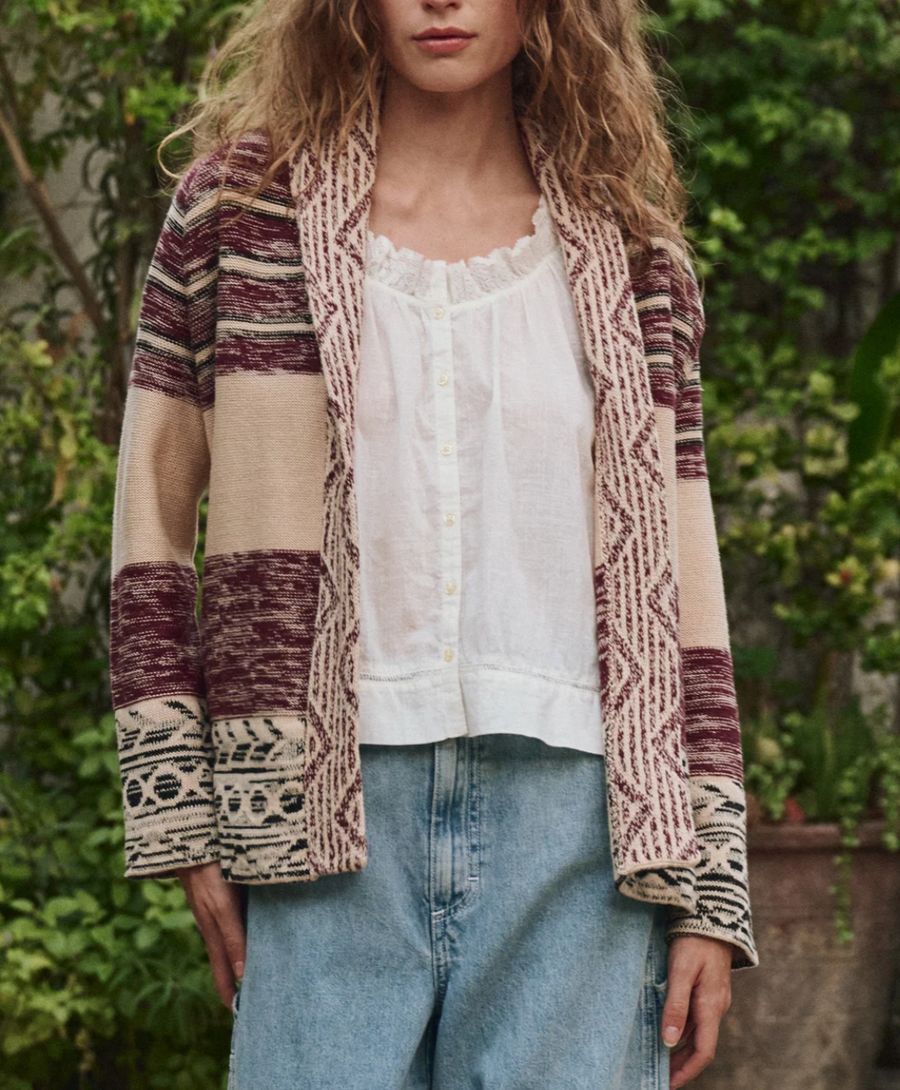 The Riding Cardigan - Rusted Red Multi