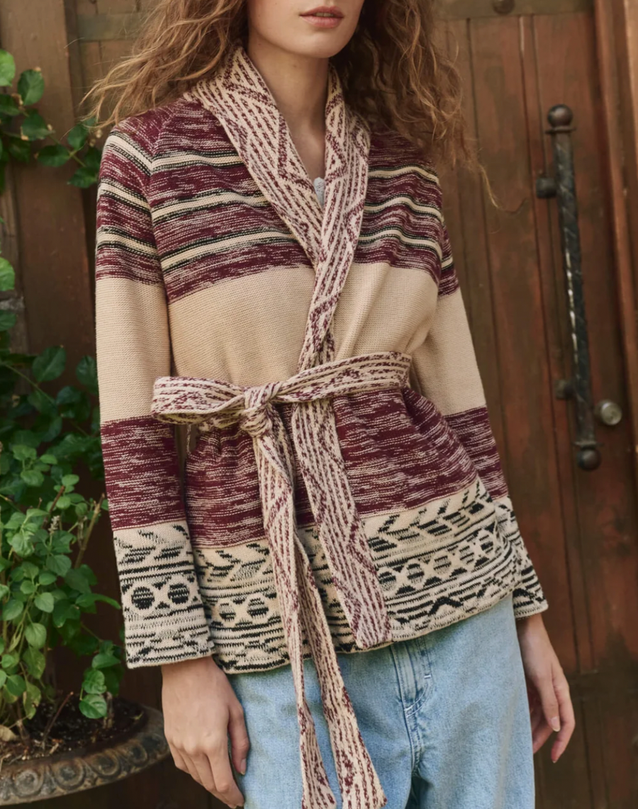 The Riding Cardigan - Rusted Red Multi