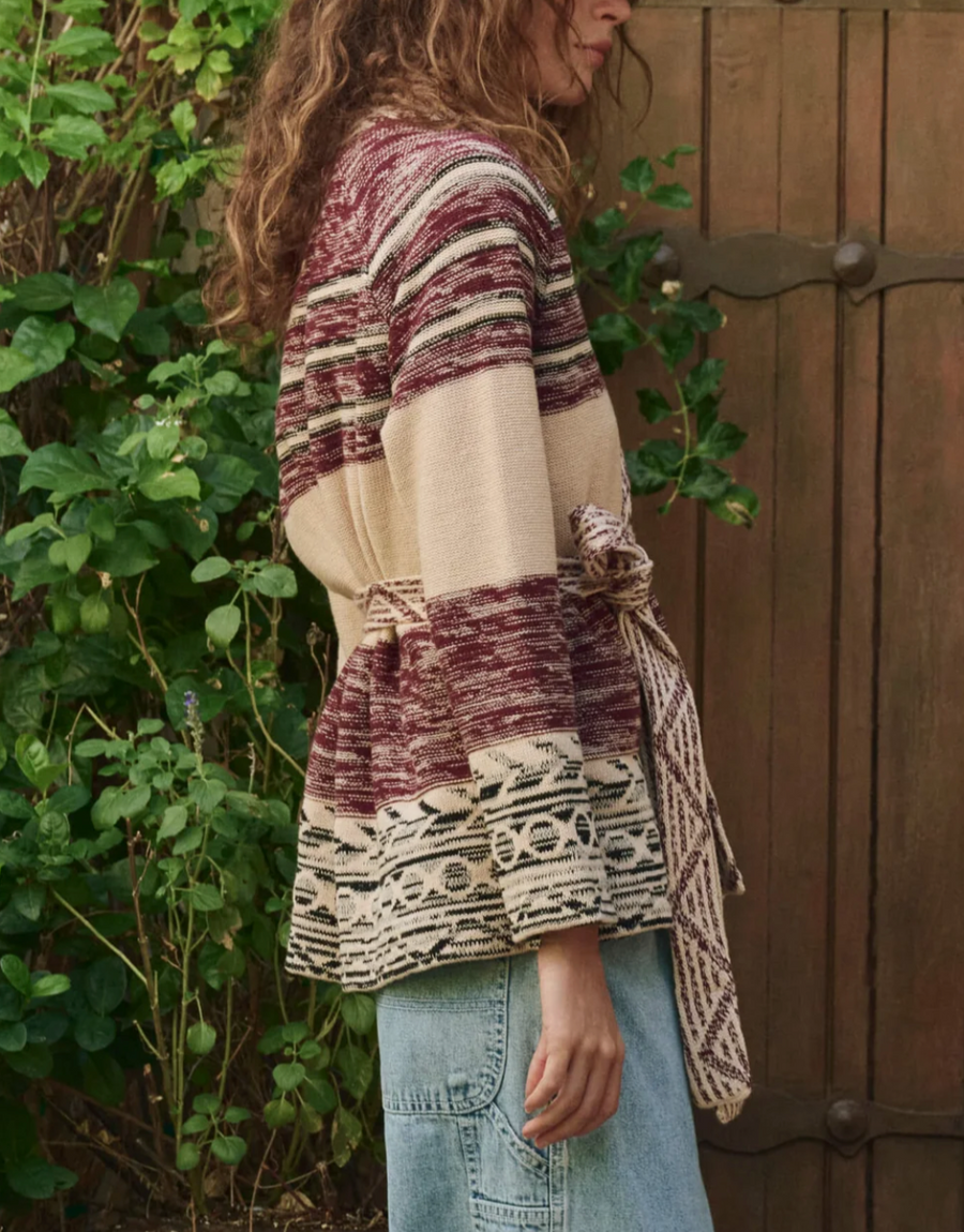 The Riding Cardigan - Rusted Red Multi