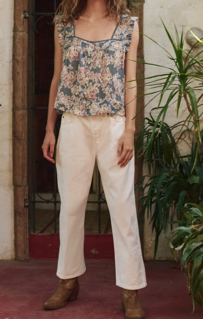 The Victorian Pleat Tank - Indigo Floral
