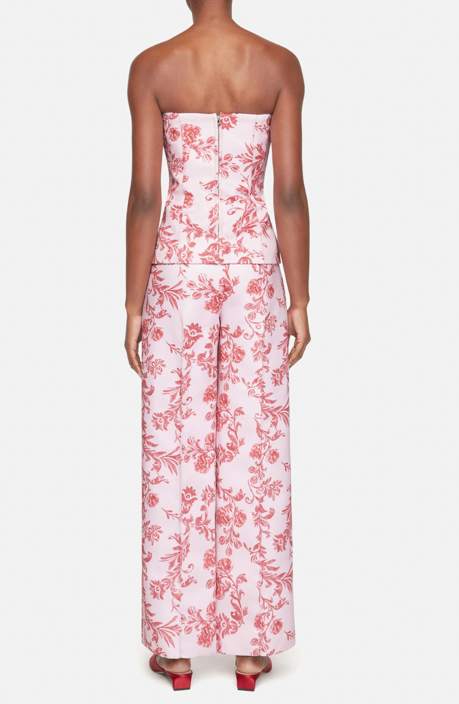 Kerina Bustier - Pink Floral Damask Taffeta Faille
