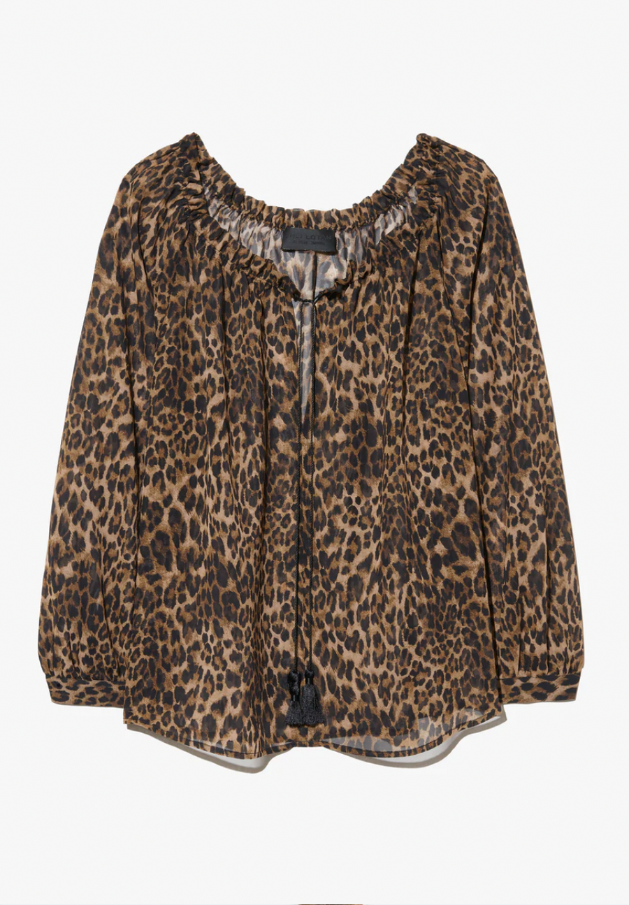 Carley Silk Bouse - Vintage Leopard