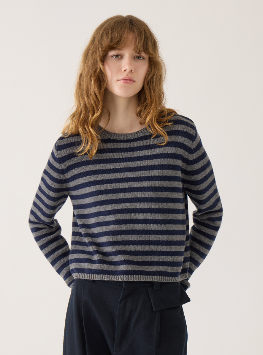Melina Stripe Sweater - Navy / Aubergine
