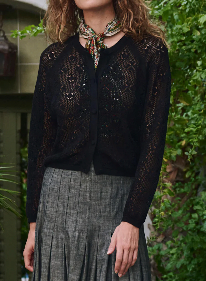 The Crochet Cardigan - Black