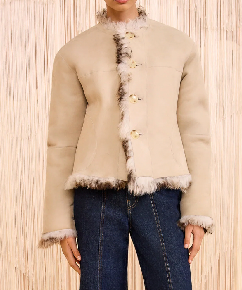 Irina Short Shearling Coat - Pietra