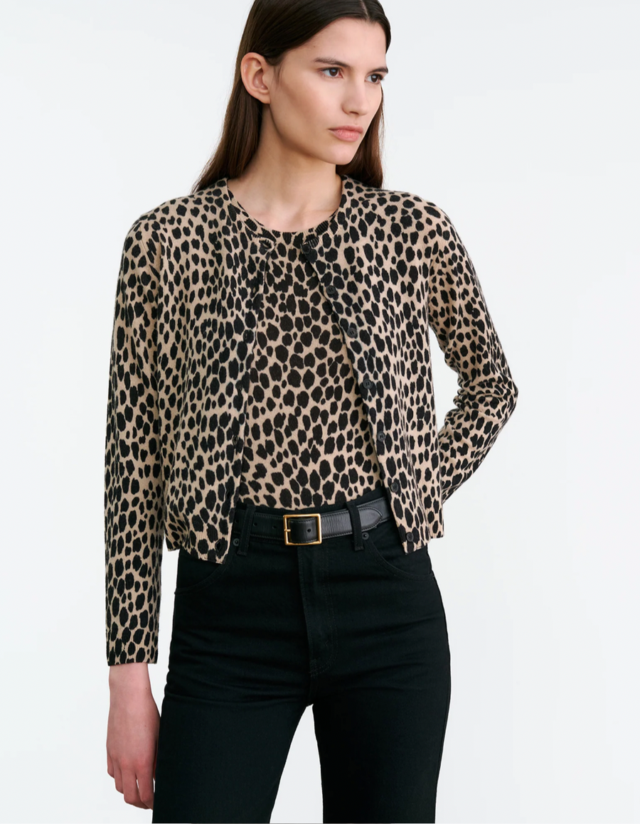 Nessa Sweater Tank - Taupe / Black Cheetah