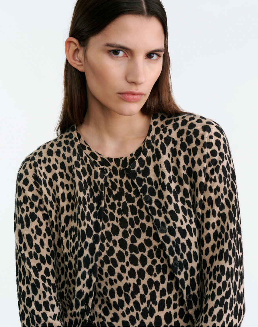 Keelah Cardigan - Taupe / Black Cheetah