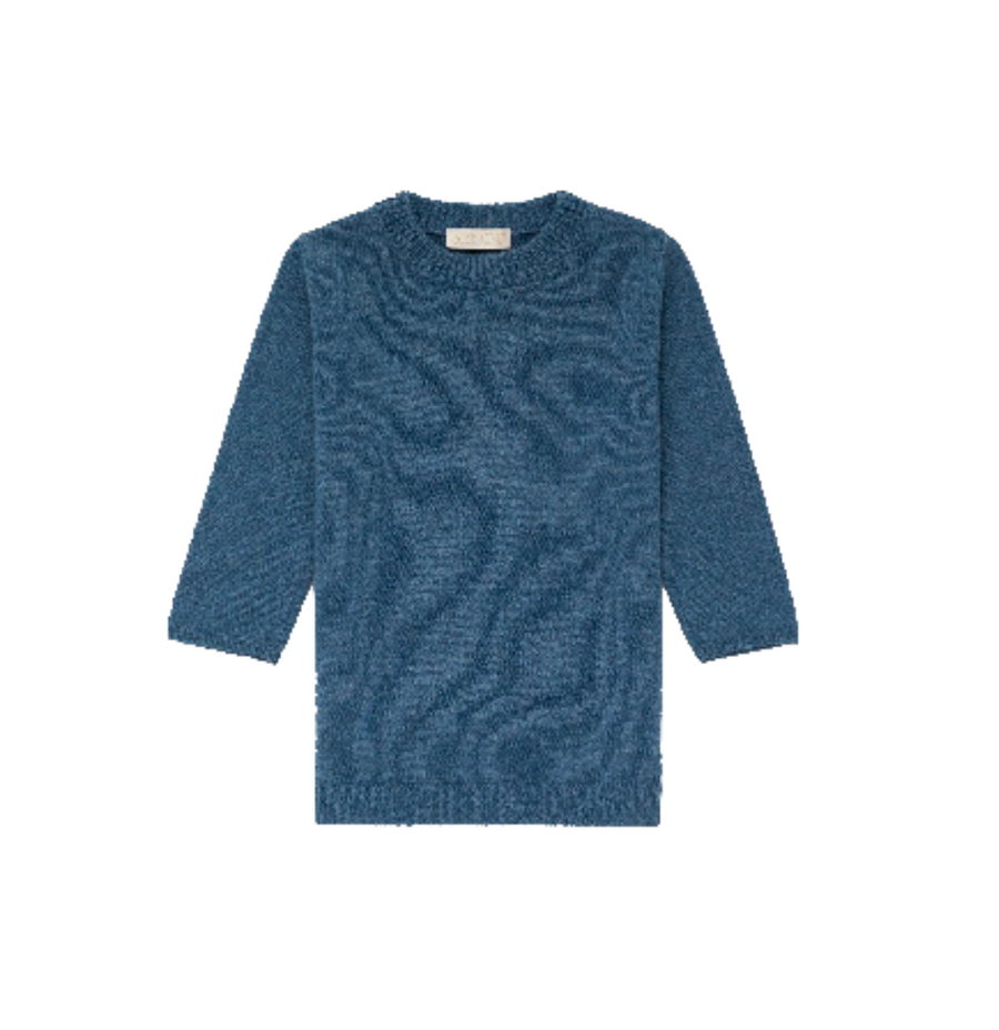 Ella Elbow Sleeve Cashmere Sweater - Denim Heather