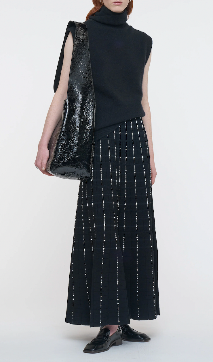 Fragmented Stripes Skirt - Black/Ivory