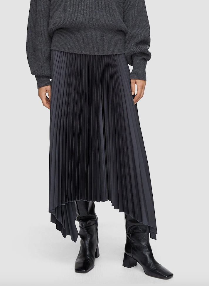 Ade Knit Weave Plissé Skirt - Smoke