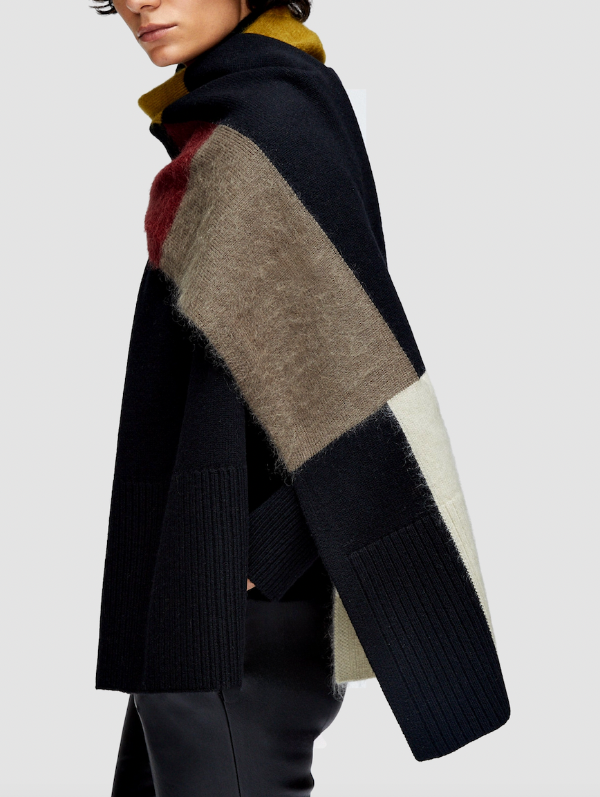 Overlay Wool Scarf - Smoke Combo