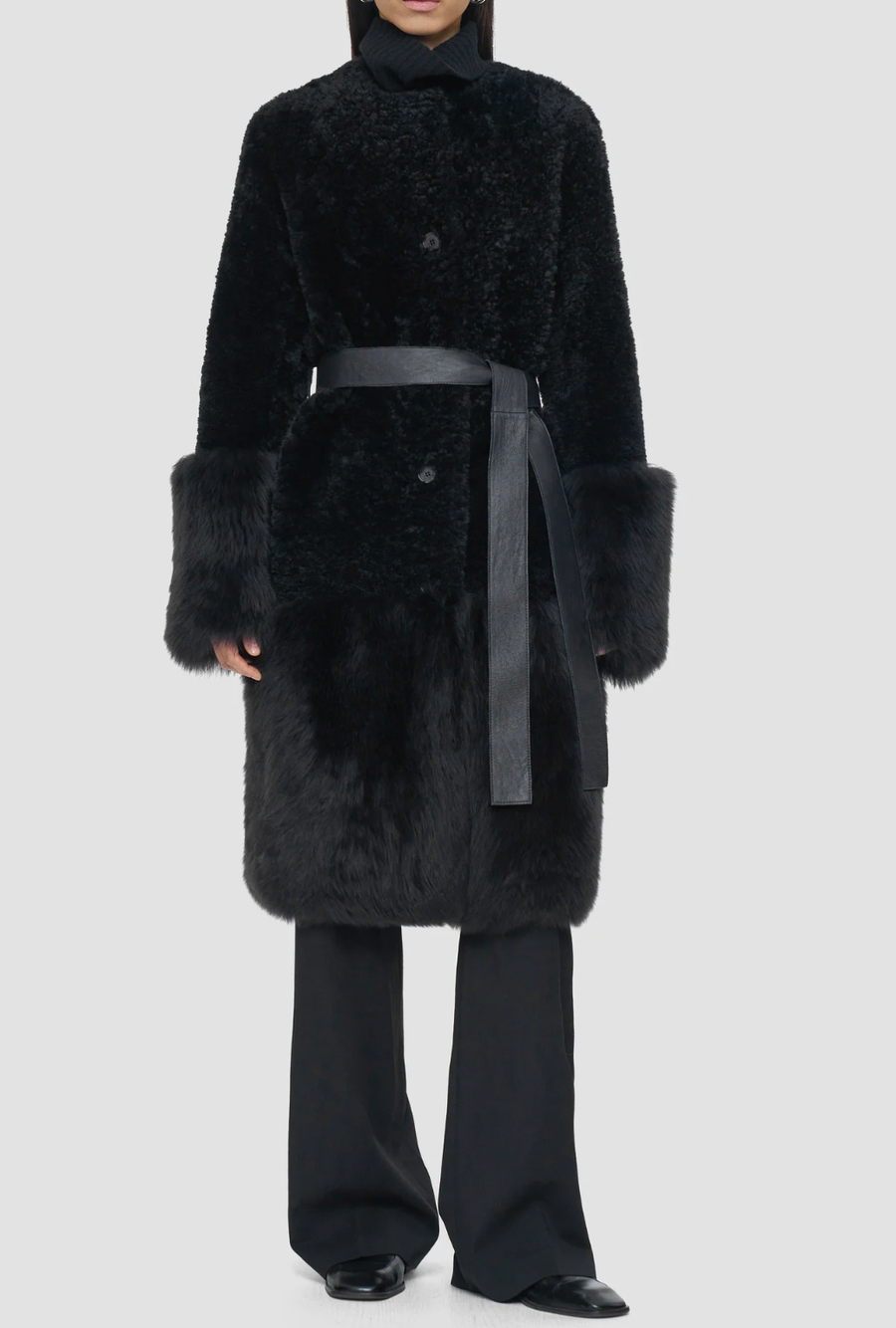Tina Coat Shearling Combo - Dark Smoke
