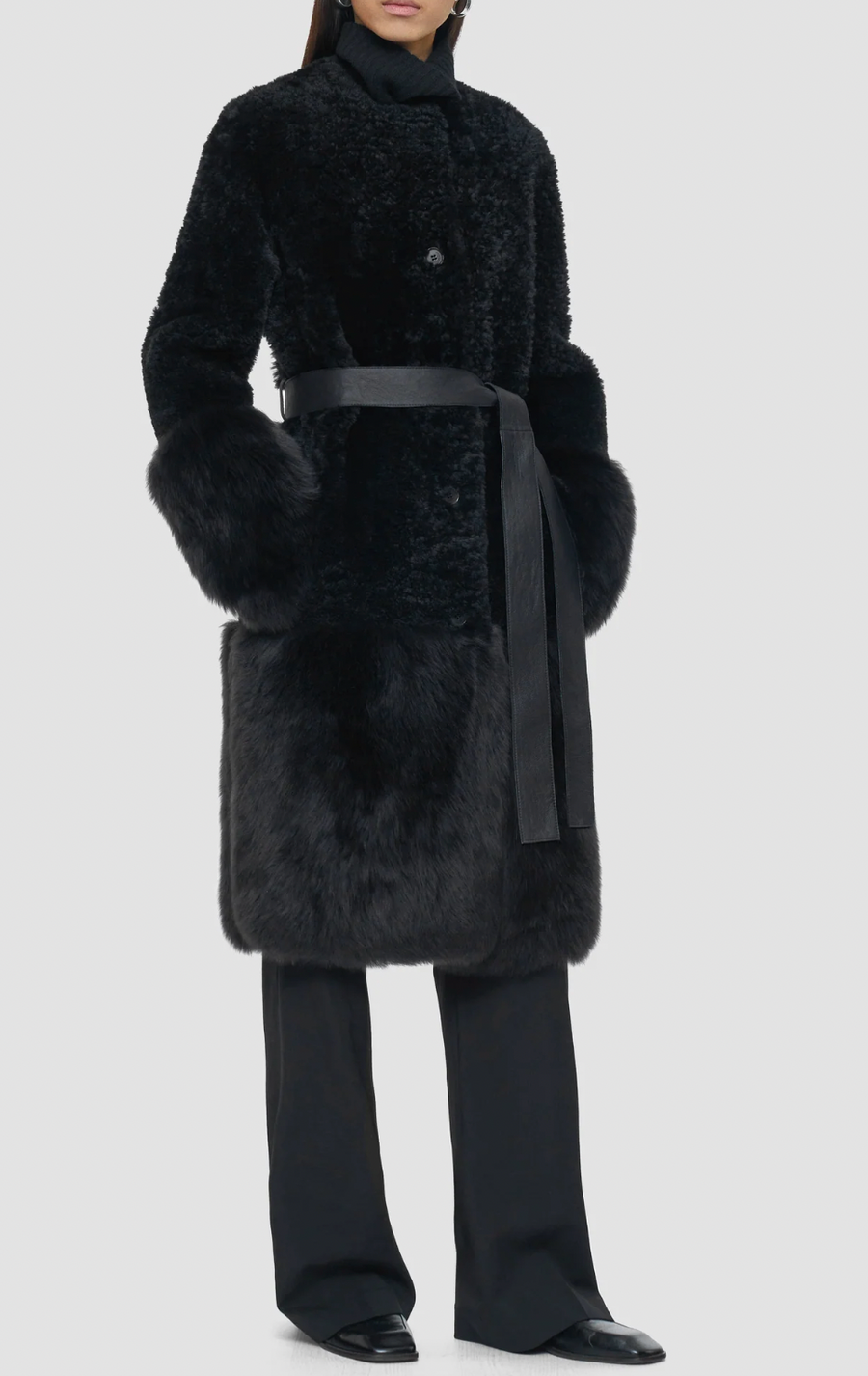 Tina Coat Shearling Combo - Dark Smoke