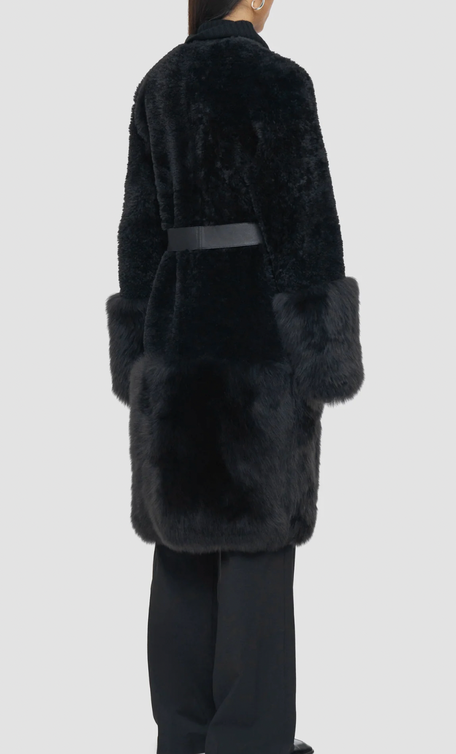 Tina Coat Shearling Combo - Dark Smoke