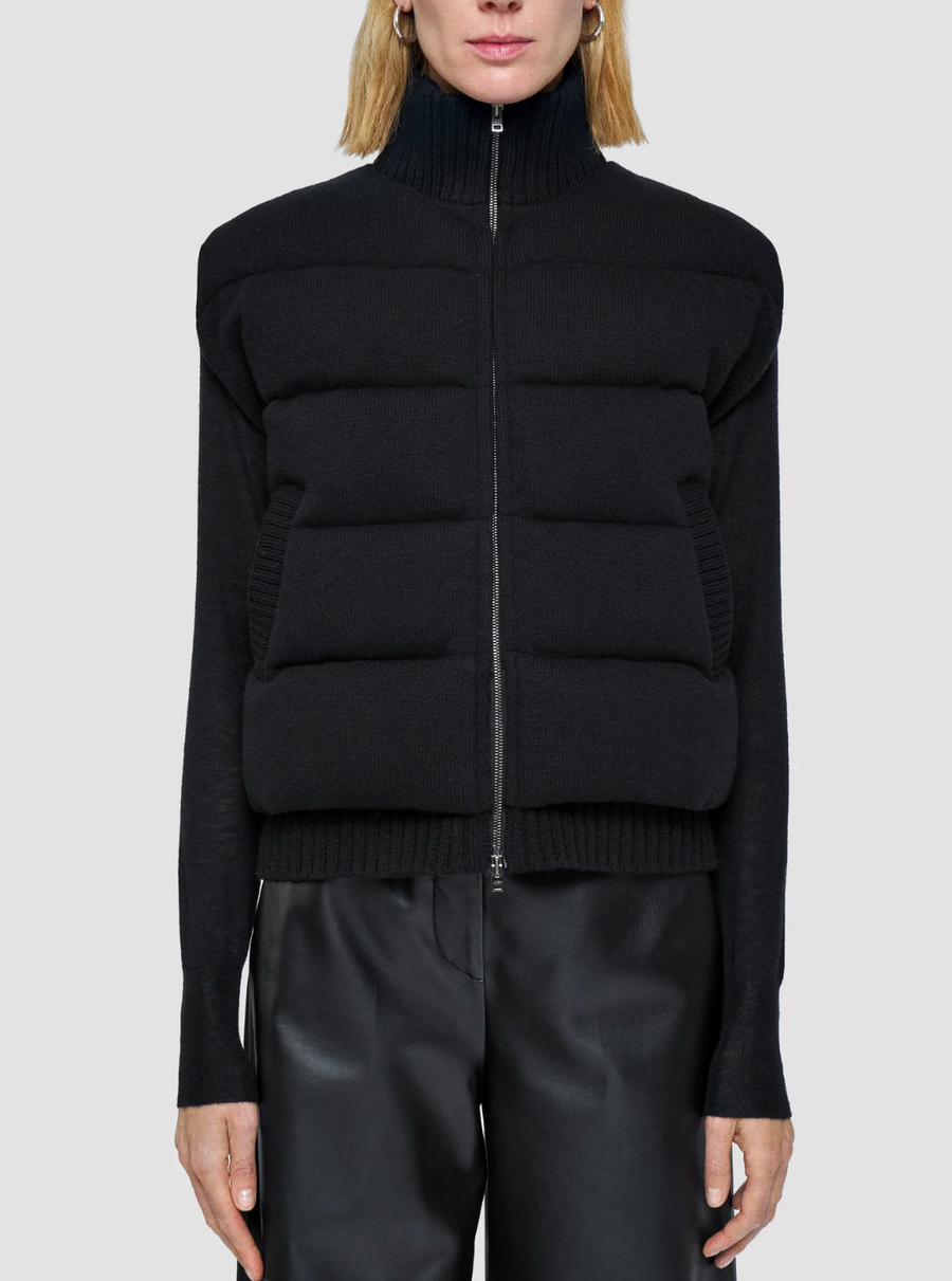 Knitted Down Short Vest - Black