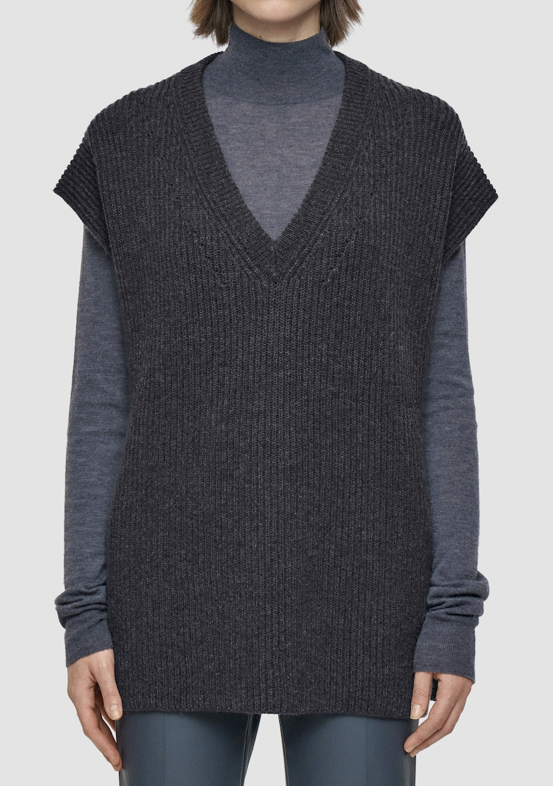 Light Cardigan Stitch Vest - Smoke