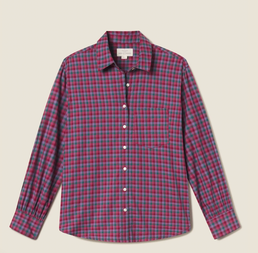 Blake Oversized Shirt - Poppy & Pine Check