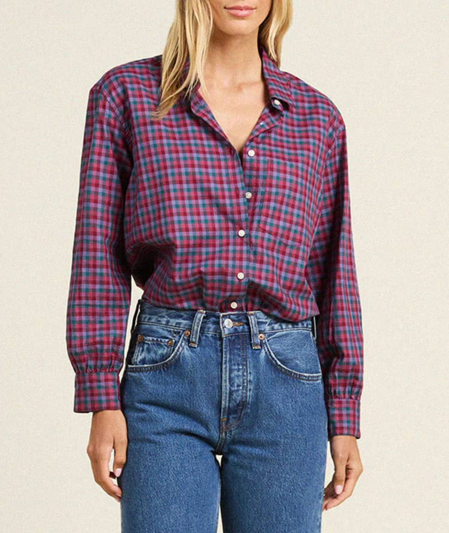 Blake Oversized Shirt - Poppy & Pine Check