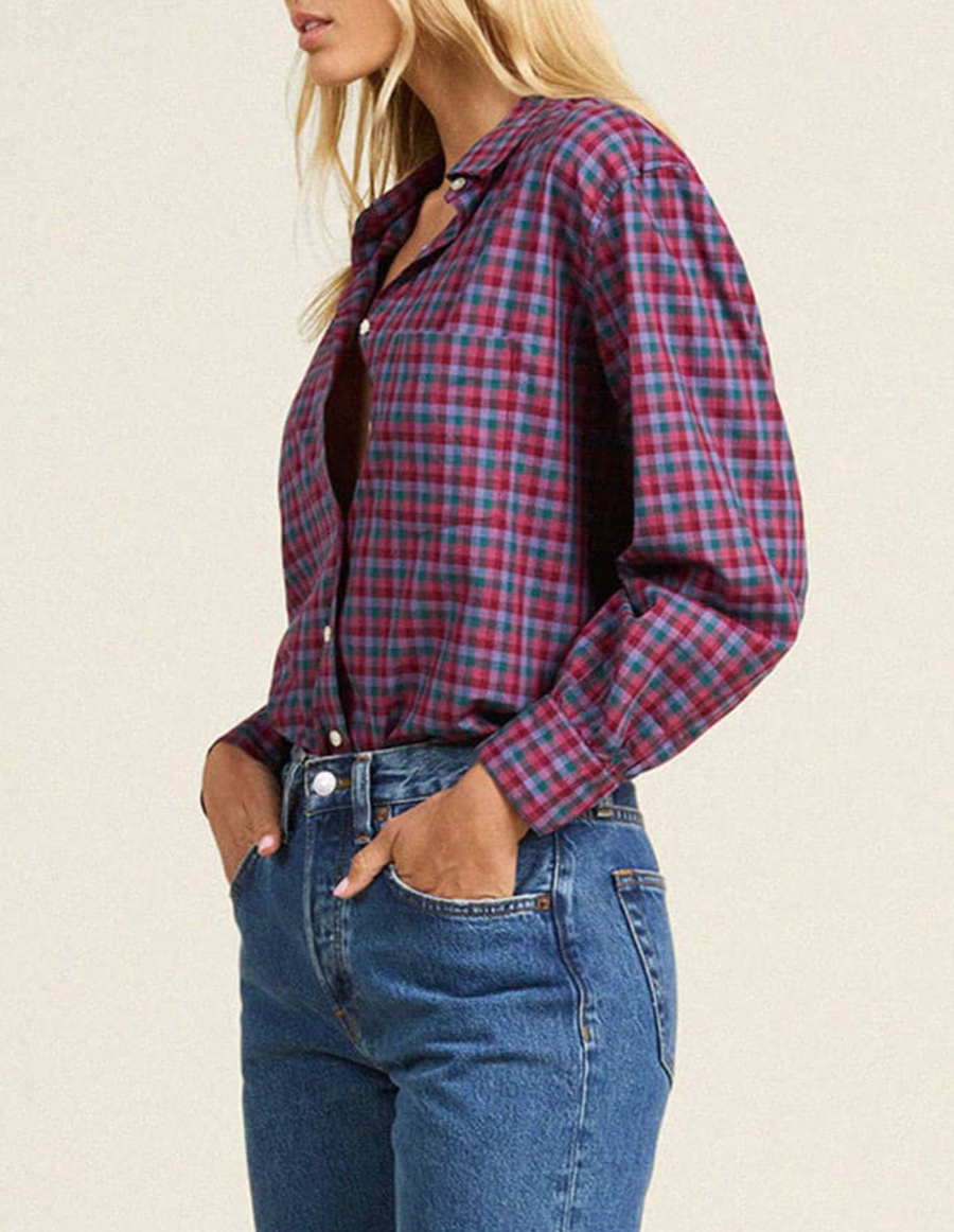 Blake Oversized Shirt - Poppy & Pine Check